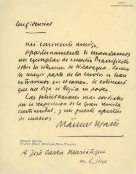 Carta de Manuel Ugarte, [1928]