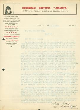 Carta a John A. Mackay, 3/12/1929
