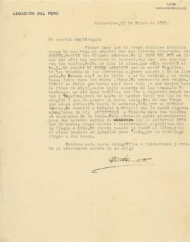 Carta de Enrique Bustamante y Ballivián, 29/1/1927