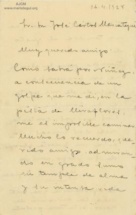 Carta de José María Eguren, 16/4/1928