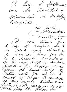 Dedicatoria a Luis F. Bustamante, 31/7/1929